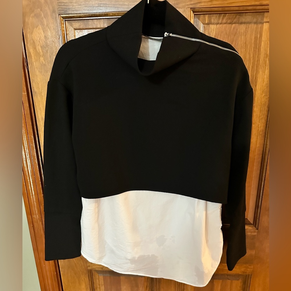 Zara black crop sweatshirt with attached shirt tails- Sm